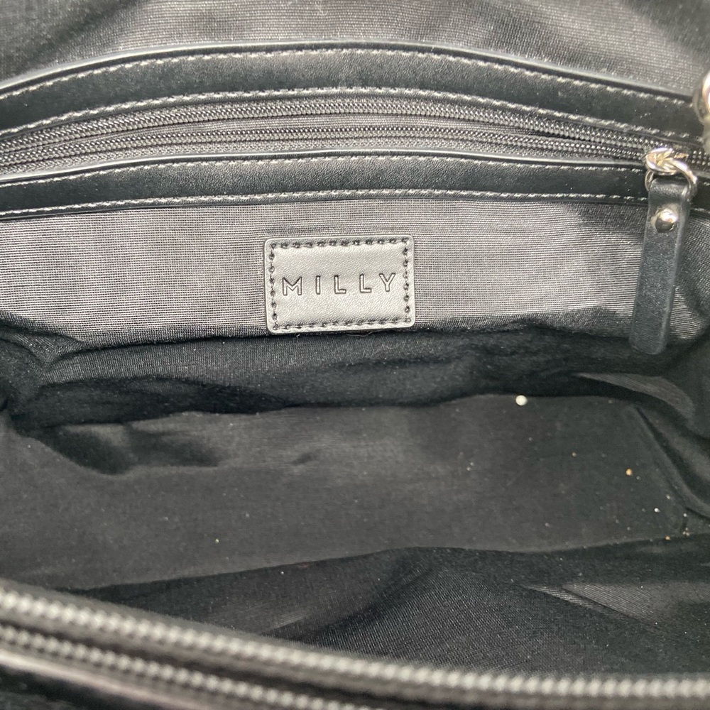 Milly Wythe Grey Leather Crossbody Satchel Purse Silver Tone Hardware - Picture 5 of 15